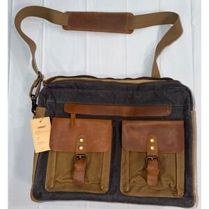 NewHey Mens Messenger Bag Leather canvas nylon